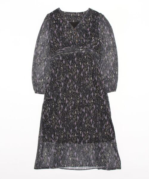 aimoha(アイモハ)の「花柄 Vネックシフォンワンピース (SS)(ワンピース・レディース・ベージュ/ブラック・MEDIUM/LARGE)」の5枚目の写真