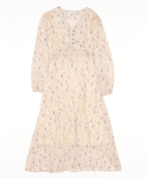 aimoha(アイモハ)の「花柄 Vネックシフォンワンピース (SS)(ワンピース・レディース・ベージュ/ブラック・MEDIUM/LARGE)」の4枚目の写真