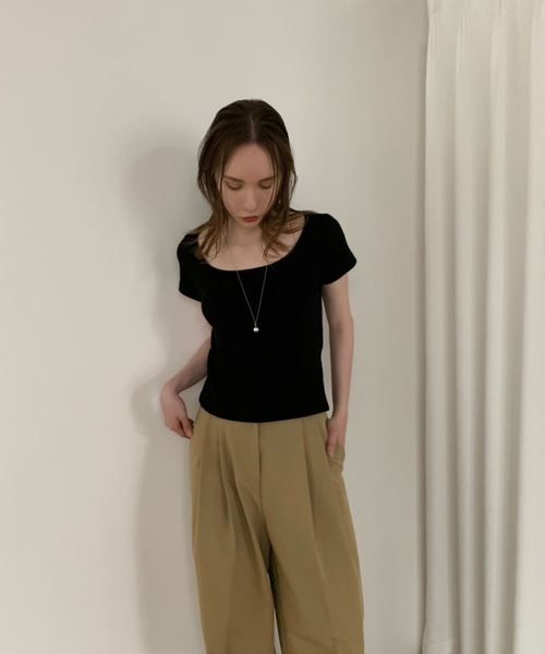 Didot.showroom（ディドット ショールーム）の「ラウンドスクエアワッフルT（Tシャツ/カットソー・レディース・ペールイエロー/アイボリー/ブラック/グレー・FREE）」の16枚目の写真