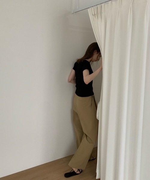 Didot.showroom（ディドット ショールーム）の「ラウンドスクエアワッフルT（Tシャツ/カットソー・レディース・ペールイエロー/アイボリー/ブラック/グレー・FREE）」の19枚目の写真