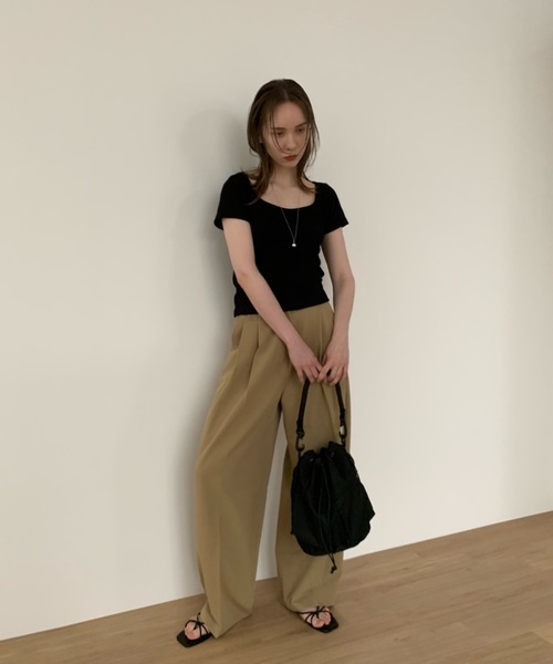 Didot.showroom（ディドット ショールーム）の「ラウンドスクエアワッフルT（Tシャツ/カットソー・レディース・ペールイエロー/アイボリー/ブラック/グレー・FREE）」の15枚目の写真