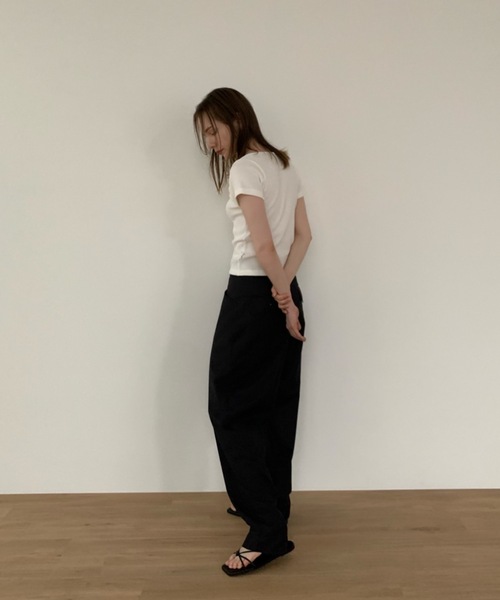 Didot.showroom（ディドット ショールーム）の「ラウンドスクエアワッフルT（Tシャツ/カットソー・レディース・ペールイエロー/アイボリー/ブラック/グレー・FREE）」の14枚目の写真