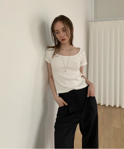 Didot.showroom（ディドット ショールーム）の「ラウンドスクエアワッフルT（Tシャツ/カットソー・レディース・ペールイエロー/アイボリー/ブラック/グレー・FREE）」の12枚目の写真