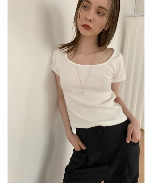 Didot.showroom（ディドット ショールーム）の「ラウンドスクエアワッフルT（Tシャツ/カットソー・レディース・ペールイエロー/アイボリー/ブラック/グレー・FREE）」の10枚目の写真