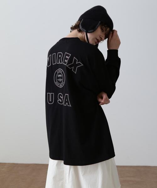 AVIREX(アヴィレックス)の「《直営店限定》L/S VARSITY LOGO T-SHIRT/ バーシティロゴTシャツ(Tシャツ/カットソー・レディース・ホワイト系2/ダークグリーン系/ブラック・F)」の4枚目の写真