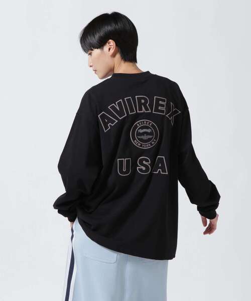 AVIREX(アヴィレックス)の「《直営店限定》L/S VARSITY LOGO T-SHIRT/ バーシティロゴTシャツ(Tシャツ/カットソー・レディース・ホワイト系2/ダークグリーン系/ブラック・F)」の7枚目の写真