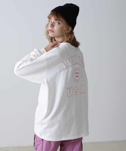AVIREX(アヴィレックス)の「《直営店限定》L/S VARSITY LOGO T-SHIRT/ バーシティロゴTシャツ(Tシャツ/カットソー・レディース・ホワイト系2/ダークグリーン系/ブラック・F)」の18枚目の写真