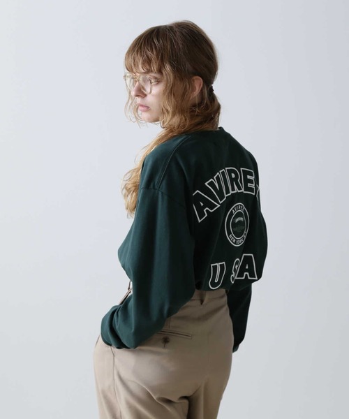 AVIREX(アヴィレックス)の「《直営店限定》L/S VARSITY LOGO T-SHIRT/ バーシティロゴTシャツ(Tシャツ/カットソー・レディース・ホワイト系2/ダークグリーン系/ブラック・F)」の3枚目の写真