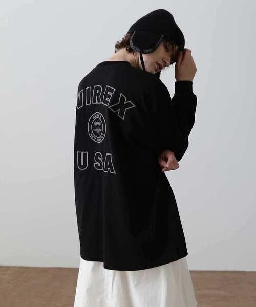 AVIREX(アヴィレックス)の「《直営店限定》L/S VARSITY LOGO T-SHIRT/ バーシティロゴTシャツ(Tシャツ/カットソー・レディース・ホワイト系2/ダークグリーン系/ブラック・F)」の1枚目の写真