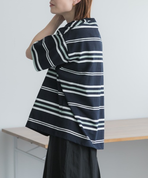 FORK&SPOON（フォークアンドスプーン）の「FORK&SPOON　ランダムボーダーTシャツ（Tシャツ/カットソー・レディース・ベージュ/ネイビー・1）」の14枚目の写真