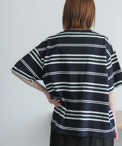 FORK&SPOON（フォークアンドスプーン）の「FORK&SPOON　ランダムボーダーTシャツ（Tシャツ/カットソー・レディース・ベージュ/ネイビー・1）」の15枚目の写真