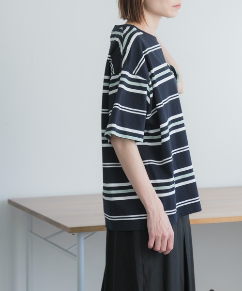 FORK&SPOON（フォークアンドスプーン）の「FORK&SPOON　ランダムボーダーTシャツ（Tシャツ/カットソー・レディース・ベージュ/ネイビー・1）」の17枚目の写真