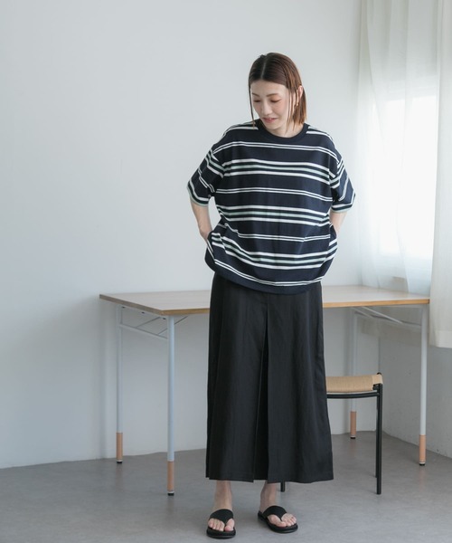 FORK&SPOON（フォークアンドスプーン）の「FORK&SPOON　ランダムボーダーTシャツ（Tシャツ/カットソー・レディース・ベージュ/ネイビー・1）」の18枚目の写真