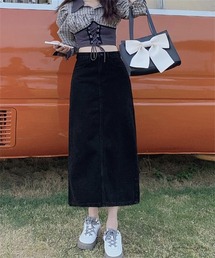 バックスリットロングデニムスカート