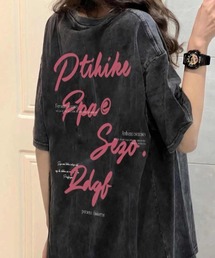 英文字ロゴプリント半袖Tシャツ