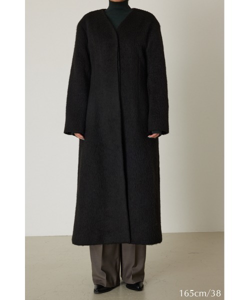 RIM.ARK（リムアーク）の「Waist shape curve CT ウエストシェープカーブコート（ノーカラーコート・レディース・ブラック/ライトグレー・36/38）」の18枚目の写真