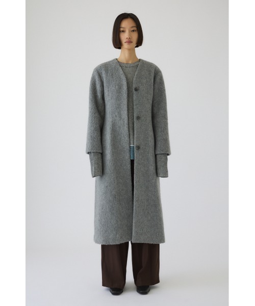 RIM.ARK（リムアーク）の「Waist shape curve CT ウエストシェープカーブコート（ノーカラーコート・レディース・ブラック/ライトグレー・36/38）」の20枚目の写真