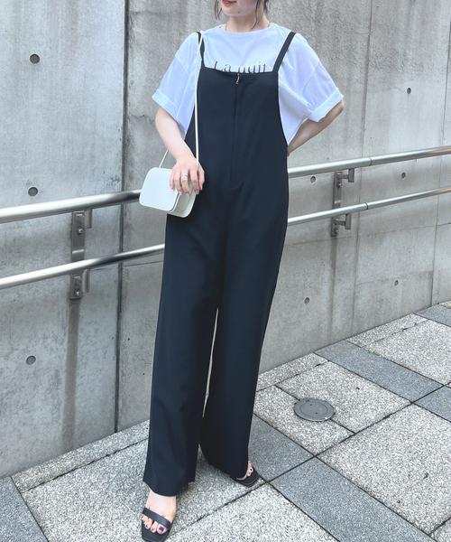 Rouge vif（ルージュヴィフ）の「ドライタッチストレッチサロペット（サロペット/オーバーオール・レディース・ブラック/ブラウン・フリー）」の2枚目の写真