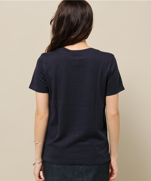 ELFORBR（エルフォーブル）の「スタンダードフロッキープリントロゴＴシャツ（Tシャツ/カットソー・レディース・ホワイト/ネイビー・MEDIUM）」の7枚目の写真