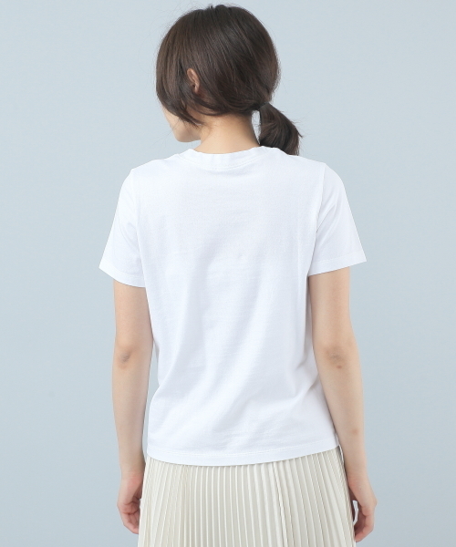 ELFORBR（エルフォーブル）の「スタンダードフロッキープリントロゴＴシャツ（Tシャツ/カットソー・レディース・ホワイト/ネイビー・MEDIUM）」の4枚目の写真