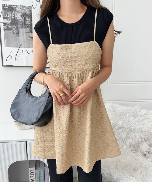 セール】ふくれジャガードペプラムキャミソール（キャミソール