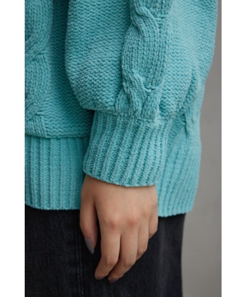 AZUL by moussy（アズールバイマウジー）の「シェニールケーブルニットカーディガン（カーディガン/ボレロ・レディース・ブラック/グレー/アイボリー/ミント・SMALL/MEDIUM）」の12枚目の写真