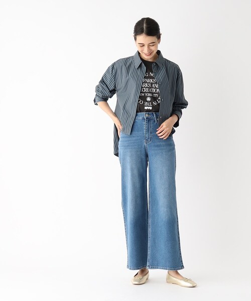 OPAQUE.CLIP（オペークドットクリップ）の「◆ストレッチバギーデニム/オーガニックコットン混【洗濯機洗い可】（デニムパンツ・レディース・ネイビー/ブルー/チャコールグレー・36/40/42/38）」の11枚目の写真