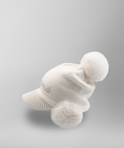 DESCENTE GOLFファインメリノポンポン付きニットキャップ DESCENTE GOLF（デサントゴルフ）の「【CRYSTAL】ファインメリノ