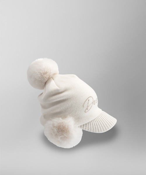 DESCENTE GOLFファインメリノポンポン付きニットキャップ DESCENTE GOLF - 【レディース】 ポンポン付き メリノウール混