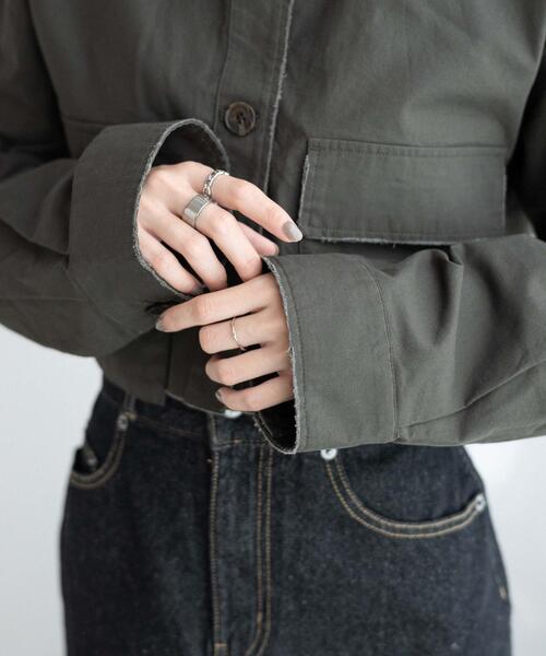 WEGO（ウィゴー）の「WEGO/ミリタリーショートシャツ（シャツ/ブラウス・レディース・カーキ/スミクロ・FREE）」の6枚目の写真