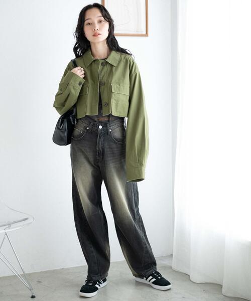 WEGO（ウィゴー）の「WEGO/ミリタリーショートシャツ（シャツ/ブラウス・レディース・カーキ/スミクロ・FREE）」の18枚目の写真