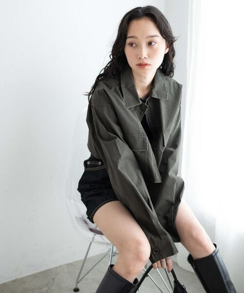 WEGO（ウィゴー）の「WEGO/ミリタリーショートシャツ（シャツ/ブラウス・レディース・カーキ/スミクロ・FREE）」の10枚目の写真