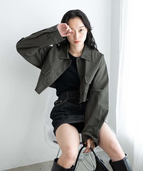 WEGO（ウィゴー）の「WEGO/ミリタリーショートシャツ（シャツ/ブラウス・レディース・カーキ/スミクロ・FREE）」の11枚目の写真