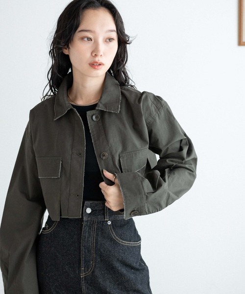 WEGO（ウィゴー）の「WEGO/ミリタリーショートシャツ（シャツ/ブラウス・レディース・カーキ/スミクロ・FREE）」の2枚目の写真