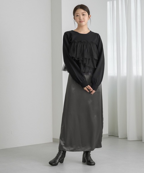soie by apres jour mignon(ソワバイアプレジュールミニョン)の「【soie by apres jour mignon】チュールドッキングニット【ZOZOTOWN限定アイテム】(ニット/セーター・レディース・ブラック系その他/ブラック/アイボリー・SMALL/MEDIUM)」の14枚目の写真