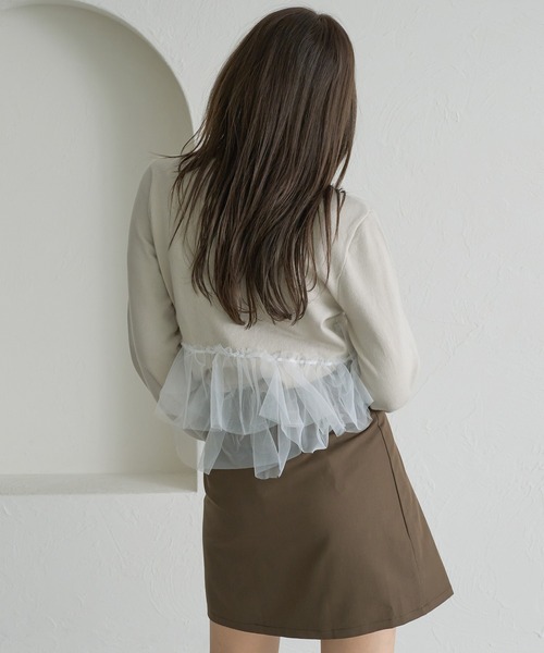 soie by apres jour mignon(ソワバイアプレジュールミニョン)の「【soie by apres jour mignon】チュールドッキングニット【ZOZOTOWN限定アイテム】(ニット/セーター・レディース・ブラック系その他/ブラック/アイボリー・SMALL/MEDIUM)」の7枚目の写真