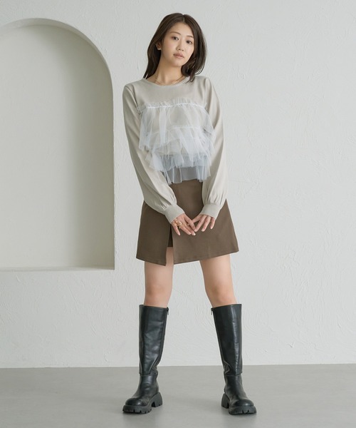 soie by apres jour mignon(ソワバイアプレジュールミニョン)の「【soie by apres jour mignon】チュールドッキングニット【ZOZOTOWN限定アイテム】(ニット/セーター・レディース・ブラック系その他/ブラック/アイボリー・SMALL/MEDIUM)」の8枚目の写真