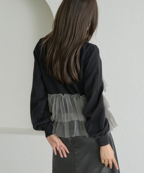 soie by apres jour mignon(ソワバイアプレジュールミニョン)の「【soie by apres jour mignon】チュールドッキングニット【ZOZOTOWN限定アイテム】(ニット/セーター・レディース・ブラック系その他/ブラック/アイボリー・SMALL/MEDIUM)」の19枚目の写真
