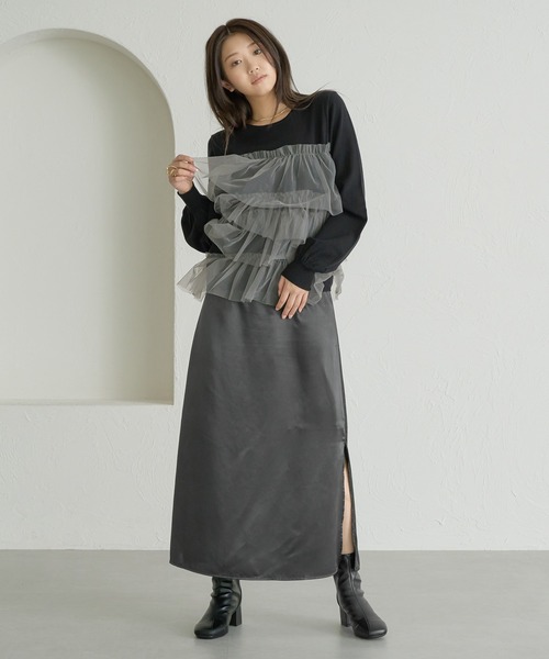 soie by apres jour mignon(ソワバイアプレジュールミニョン)の「【soie by apres jour mignon】チュールドッキングニット【ZOZOTOWN限定アイテム】(ニット/セーター・レディース・ブラック系その他/ブラック/アイボリー・SMALL/MEDIUM)」の20枚目の写真