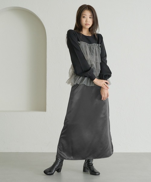 soie by apres jour mignon(ソワバイアプレジュールミニョン)の「【soie by apres jour mignon】チュールドッキングニット【ZOZOTOWN限定アイテム】(ニット/セーター・レディース・ブラック系その他/ブラック/アイボリー・SMALL/MEDIUM)」の21枚目の写真