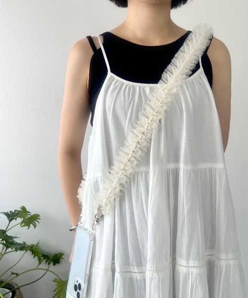 Me%(ミィパーセント)の「チュールモバイルストラップ 977893(スマホグッズ・レディース・ブラック/ベージュ/グレー・FREE)」の1枚目の写真