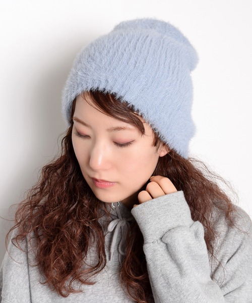 セール】ミルキーカラー シャギーニット帽（ニットキャップ/ビーニー
