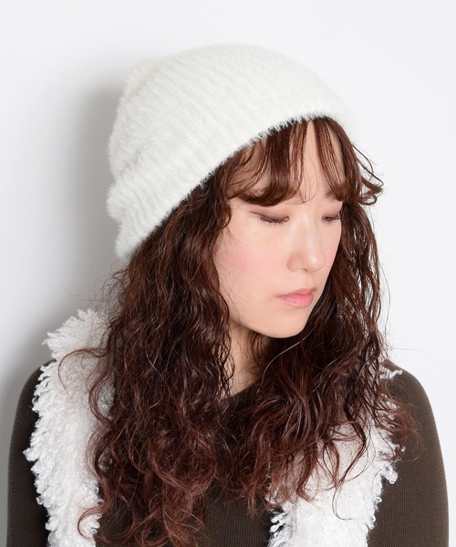 セール】ミルキーカラー シャギーニット帽（ニットキャップ/ビーニー