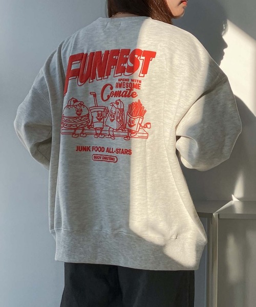 AS KNOW AS plus(アズノゥアズプラス)の「☆ジャンクフード 発泡プリント ビッグプルオーバー【UNISEX ITEM】(スウェット・レディース・オフホワイト/ブルー/ブラック/オートミール/ホワイト系/レッド系/アイボリー系/ブラック系/レッド/ブラック系4/アイボリー系4/ホワイト系4/レッド系4/グリーン/ピンク/ブルー系4/ピンク系5/アイボリー系5/ブラック系5/ホワイト系5・FREE)」の12枚目の写真