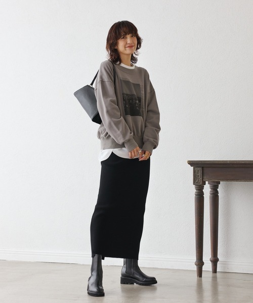 【中古】未使用品 リトローヴ 25SS スカート L'Appartement取り扱い ロング タイト ウール 34 チャコールブラウン 2サイズ展開/リブタイトスカート（スカート）｜RIVE DROITE