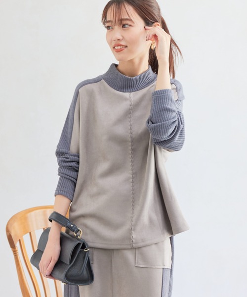 Chez toi（シェトワ）の「スエード×リブ切替プルオーバー（その他トップス・レディース・オレンジ/ブラック/アイボリー/モカ・FREE）」の9枚目の写真
