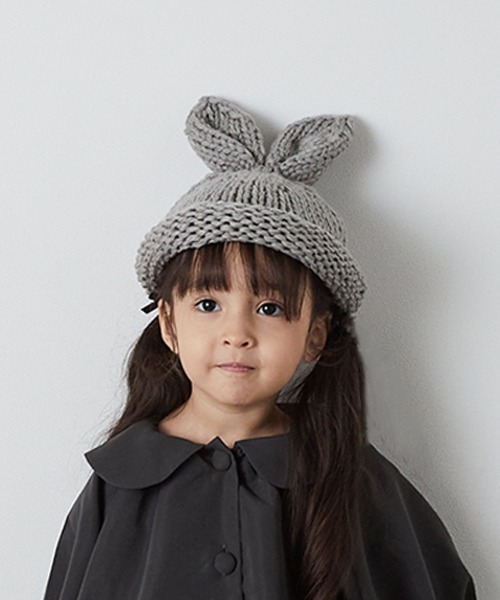riziere（リジェール）の「ラビットニットキャップ（ニットキャップ/ビーニー・キッズ・グレー/アイボリー/ブラック/カーキ・FREE）」の4枚目の写真