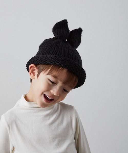 riziere（リジェール）の「ラビットニットキャップ（ニットキャップ/ビーニー・キッズ・グレー/アイボリー/ブラック/カーキ・FREE）」の3枚目の写真