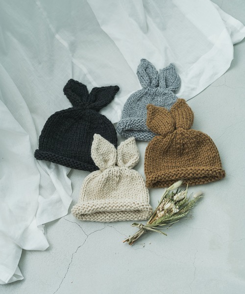 riziere（リジェール）の「ラビットニットキャップ（ニットキャップ/ビーニー・キッズ・グレー/アイボリー/ブラック/カーキ・FREE）」の19枚目の写真