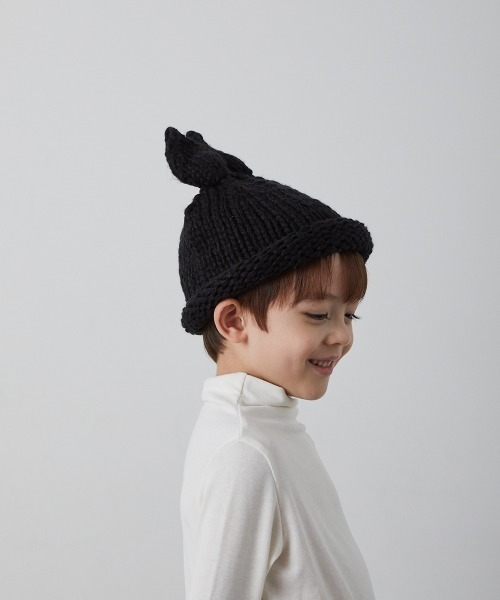 riziere（リジェール）の「ラビットニットキャップ（ニットキャップ/ビーニー・キッズ・グレー/アイボリー/ブラック/カーキ・FREE）」の5枚目の写真